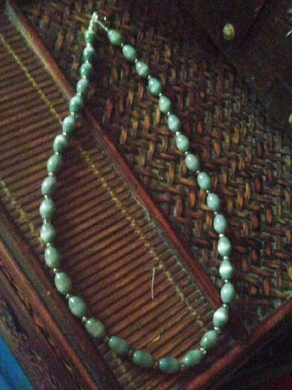Green Beaded Cats Eye  Women's Necklace - Elegant Everyday Accessory